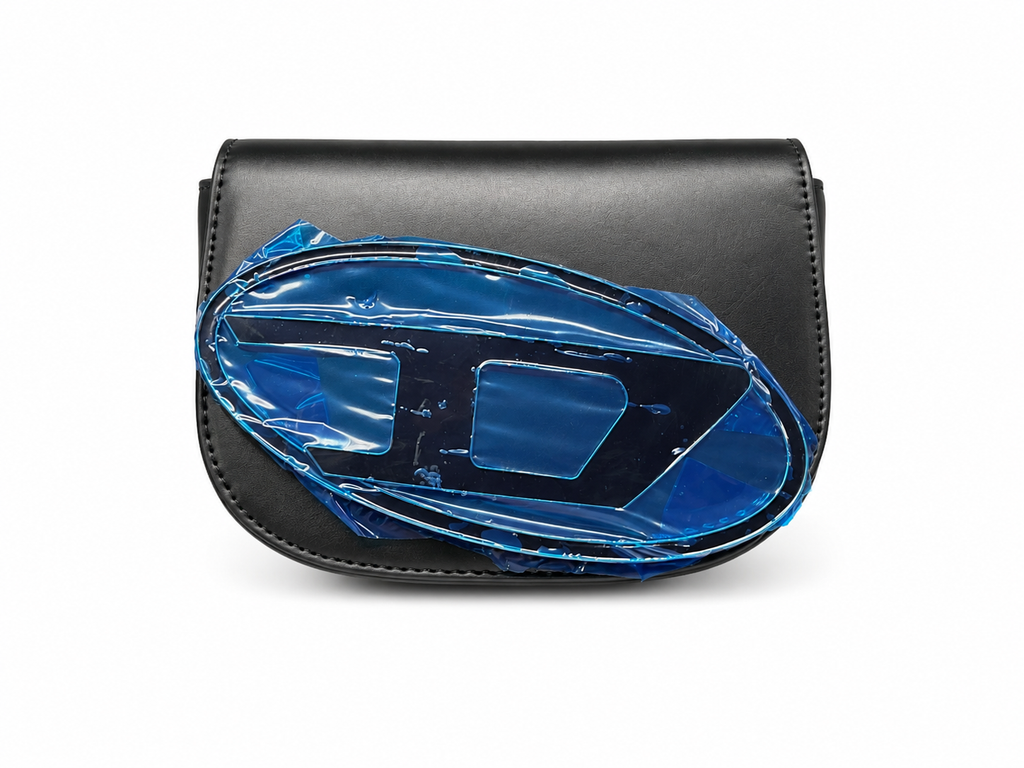 Diesel 1DR Iconic Shoulder Bag – Borsa in Pelle Nera con Logo Oval D