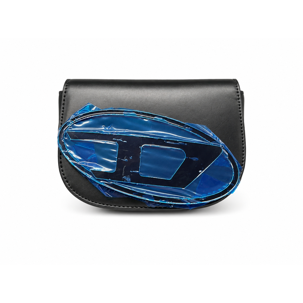 Diesel 1DR Iconic Shoulder Bag – Borsa in Pelle Nera con Logo Oval D