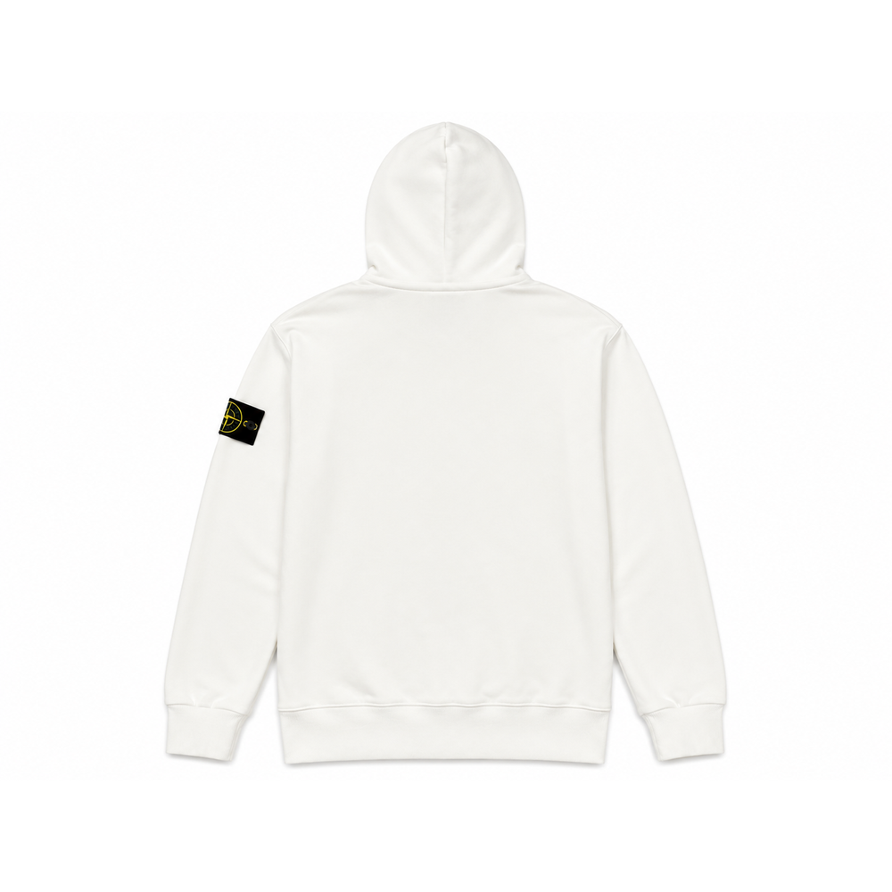 Stone Island 6100061 Organic Cotton Fleece – Felpa con Cappuccio e Zip Bianca
