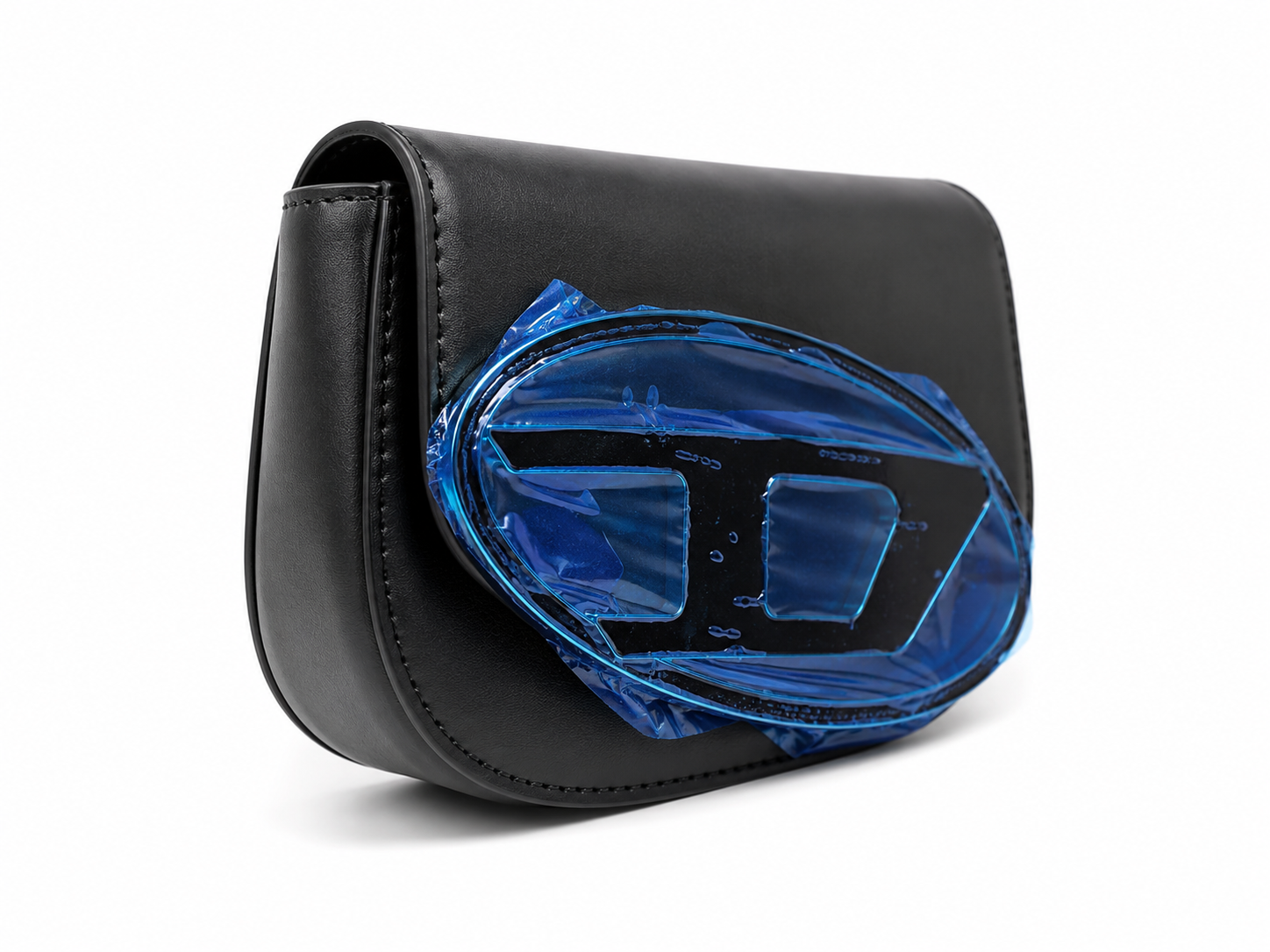 Diesel 1DR Iconic Shoulder Bag – Borsa in Pelle Nera con Logo Oval D