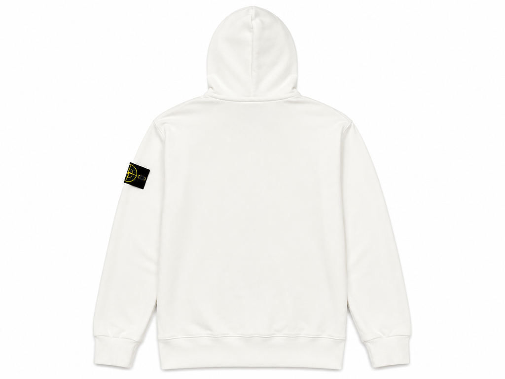 Stone Island 6100061 Organic Cotton Fleece – Felpa con Cappuccio e Zip Bianca