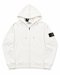 Stone Island 6100061 Organic Cotton Fleece – Felpa con Cappuccio e Zip Bianca