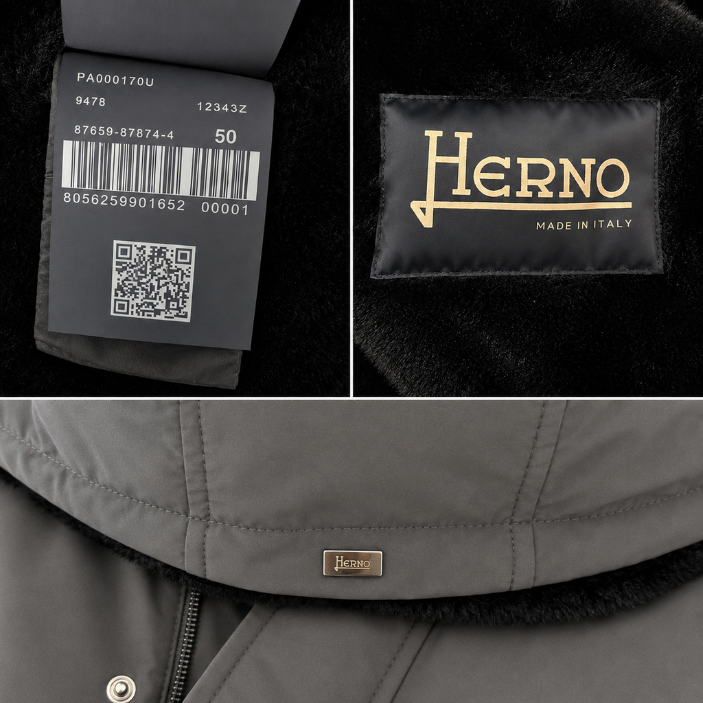 Herno Parka con Cappuccio e Interno Effetto Pelliccia Grigio – PA000170U – Taglia 50