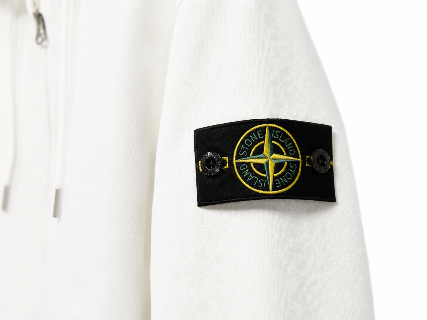Stone Island 6100061 Organic Cotton Fleece – Felpa con Cappuccio e Zip Bianca